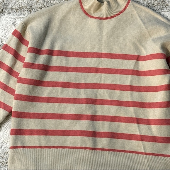 Tahari Striped Mock Turtleneck Sweater Medium - Picture 2 of 6